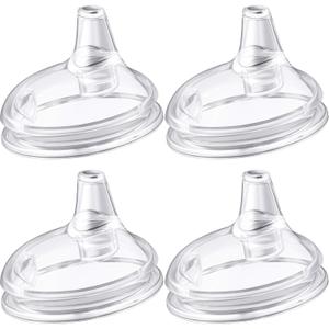 Nuanchu 4 Pieces Sippy Spout Nipples Compatible with Comotomo Baby Bottles, Duckbill Cross Silicone Replacement Nipples Sippy Cup Variable Flow Conversion
