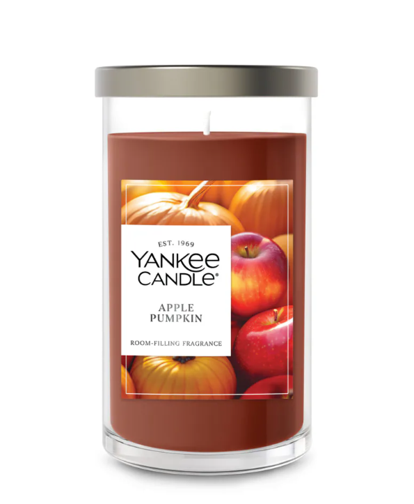 Yankee Candle Medium Pillar Scented Candle, 14.25 oz, Apple Pumpkin