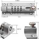 RESET-008 Combination Locking Bolt,4 Digit Combination Door Security Slide Latch Lock Set Your Own Password,Sliver