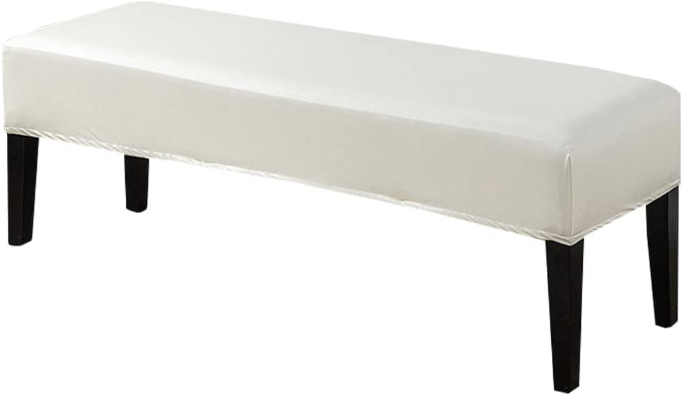 HFCNMY Waterproof PU Dining Bench Cover - Removable, Stretch, Washable Seat Slipcover for Dining Room - Beige