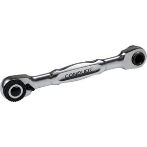 CONQUER Mini Combo Dual Ratchet Wrench with 1/4" Square Drive and Bit Drive High Torque 72-Tooth Gear Head and Spin Disk