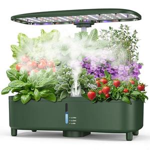 URBZUE Hydroponics Growing System Kit Indoor, Aeroponics Herb Garden Kit 15 Pods, 3 Grow Modes, 24H Timer Gardening System, Quiet Smart Water Pump Hydroponic Planter Summer/Winter Use (Dark Green)