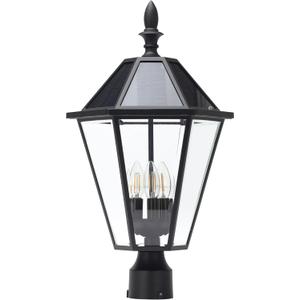 LUTEC 12513LE4-SL-Head LED Post Solar Light Outdoor, Dusk to Dawn Vintage Street Lights for Lawn Patio Yard Pathway Garden Mount (Base Not Included) (Black)
