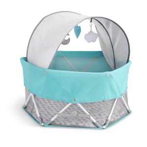 Regalo On-The-Go Baby My Play, Portable Play Yard, and Activity Mat, Indoor & Outdoor, Includes UPF Canopy with Toys, Padded Bottom and Carry Case