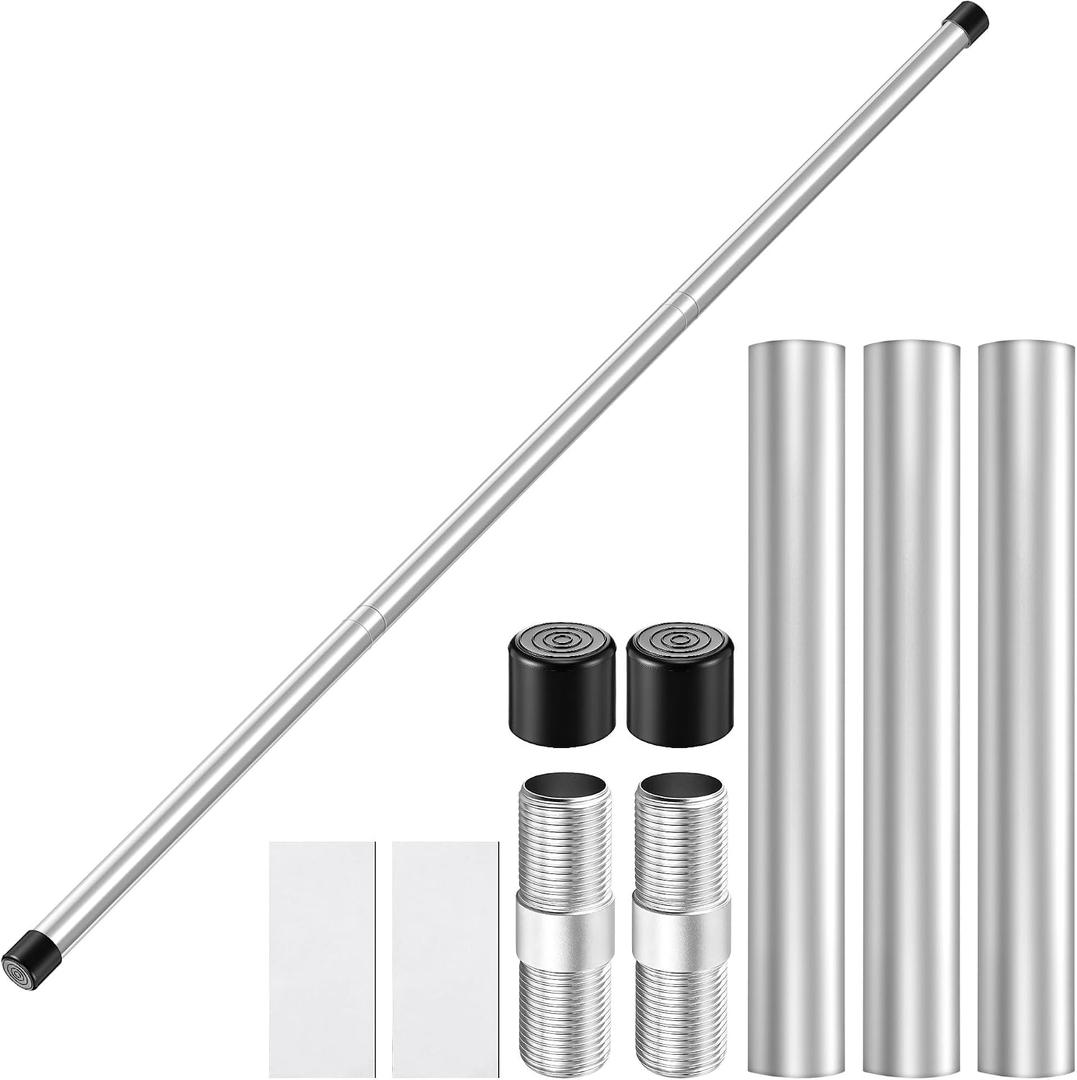 Color Guard Flag Pole 6ft Lightweight Aluminum Color Guard Flagpole for Performance and Practice, 3 Section Splicing Design with End Caps and Fastener Straps, Silver Professional Flag Pole