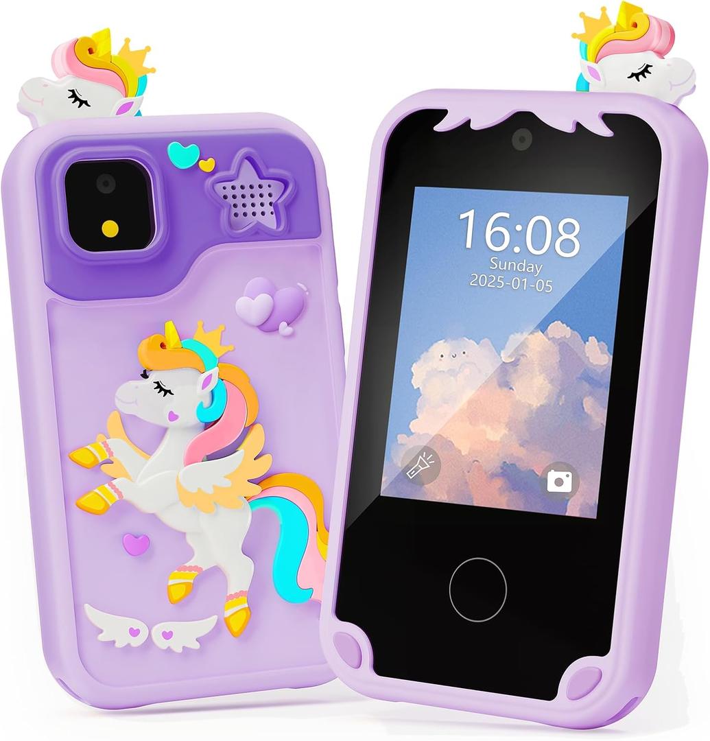 Kids Phone for Girl Toys, Kids Camera Toy Smart Phone Christmas Birthday Gifts Toddler Ages 2, 3, 5, 7, 8, 10 Year Old, Educational Learning Toys with 2.8" Touchscreen, Music Video Game (Purple)