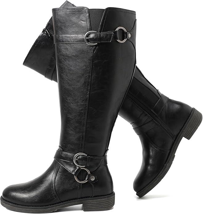 Luoika Women's Extra Wide Calf Knee High Boots, Wide Width Winter Tall Boots. (8.5 X-Wide, Black 701)