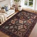 Moroccan Boho Floral Geometric Patchwork Washable 8x10 Large Rug
Vintage Distressed Non Slip Throw Carpet for Bedroom Livingroom Kitchen Hallway Entryway Office Dining Room Docer, Brown