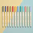 WRITECH Arts Sign Brush Pen Brush Tip Marker Felt Tip Water Based Ink Color Pens 12 Assorted Pastel Colors Great for Lettering, Journaling, Calligraphy (Natural)