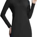 baleaf Women's Fleece Dress Sweatshirt Winter Dress Tunic Long Warm Quarter Zip Up Pullover Jackets with Pocket Outdoor, Size L