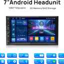 Double Din Car Stereo, 7" QLED Touchscreen 1280720, 2GB RAM 64GB ROM, Wireless CarPlay & Android Auto, Android 9 Quad-Core, Built-in GPS, Bluetooth 5.4, 5G WiFi, Backup Camera Support
