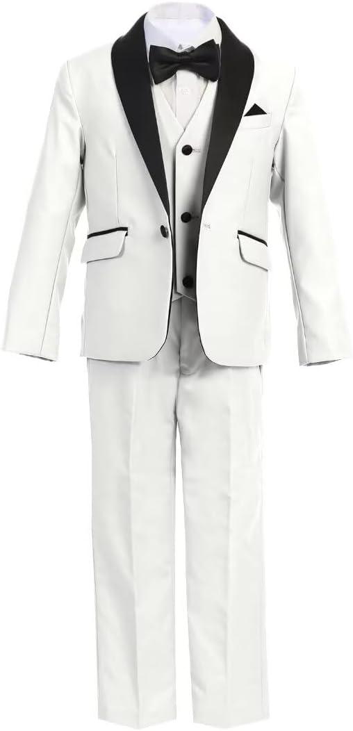 Boys'3 Piece 2 Button Shawl Lapel Slim Fit Formal Color ivory yellow 7Y