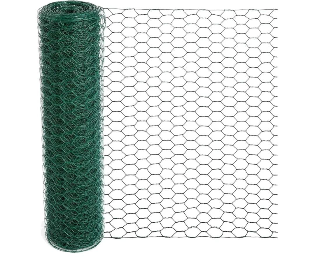 Chicken Wire for Floral Arrangements, 15.7 x 157 Inches Green Mesh, 0.6 Inch Hexagonal Galvanized PVC Coated Netting Fence for Crafts, Poultry, Garden