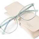 Madison Avenue TR90 Blue Light Blocking Glasses Anti Eyestrain UV Glare Blue Light Glasses for Women TV Phone Computer Gaming Eyeglasses (Transparent Green)
