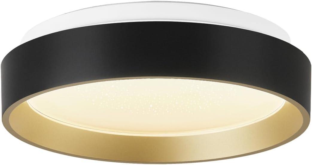 ANYLOVE 10 Inch Modern Flush Mount Ceiling Lights,White Gold Plastic Round Ceiling Light,Dimmable 3000K,3500K,4000K,5000K,6000K,for Living Room,Dining Room,Bedroom,Kitchen (Black and Gold, 10 Inch)