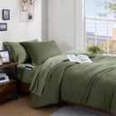 WRENSONGE Twin/Twin XL Comforter Set - 2 Pieces Olive Green Comforter Prewashed Soft Lightweight for All Seasons,Fluffy Down Alternative Twin XL Comforter with 1 Pillow Sham