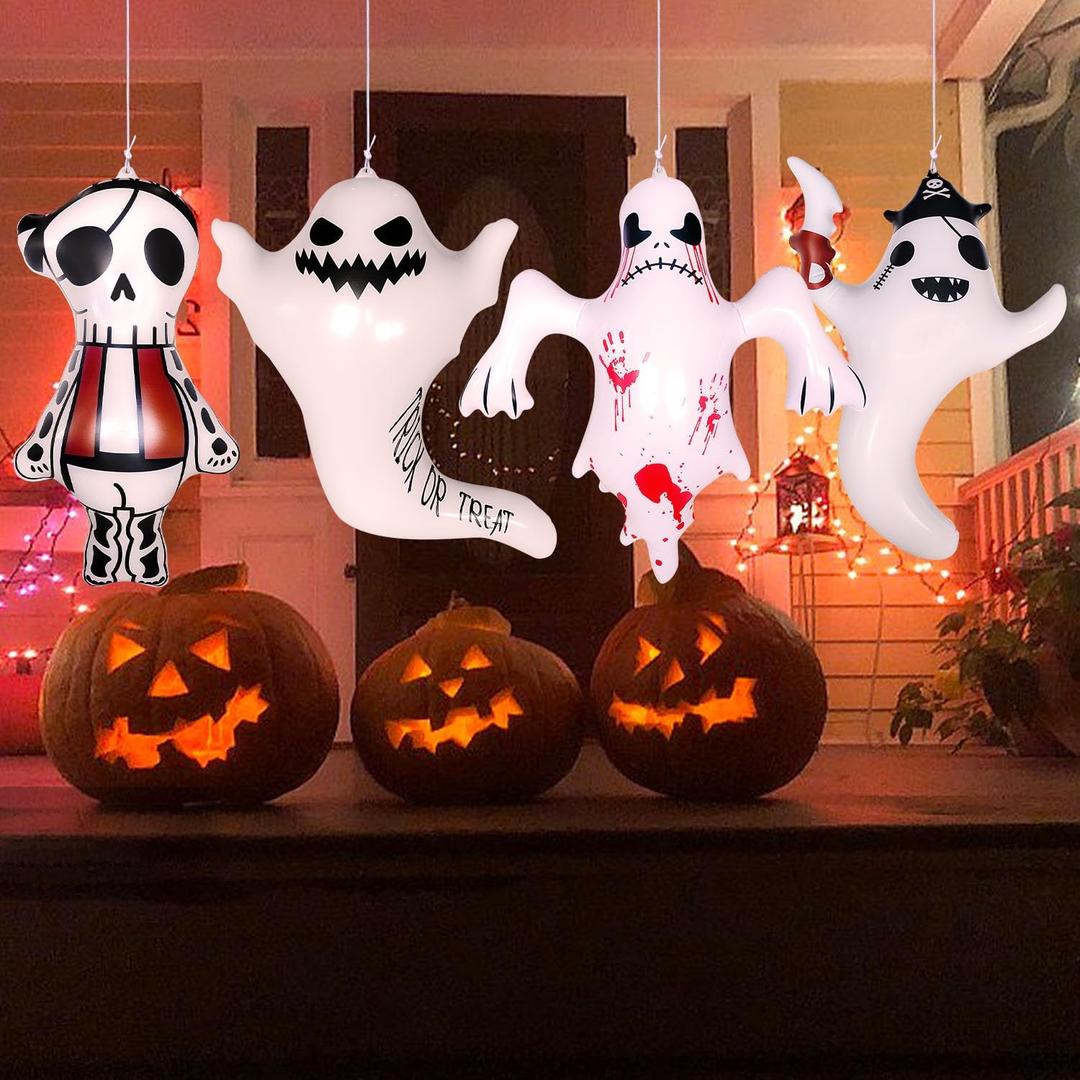 Halloween Christmas Inflatable Outdoor Decorations,Outside Scary Halloween Hanging Decorations Indoor Decor Outdoor Yard Party Decorations for Home Office, 4PCS