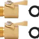 M MINGLE Heavy Duty Brass Garden Hose Shut Off Valve, 3/4 Inch, 2-Pack with 2 Hose Washers