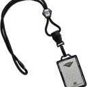 Specialist ID Detachable Lanyard and Identity Stronghold 2-Card RFID Blocking Badge Holder - 2 Sided/Blocks 13.56MHz Signal - Double Sided - Secure CAC PIV TWIC Card Holder (Black)