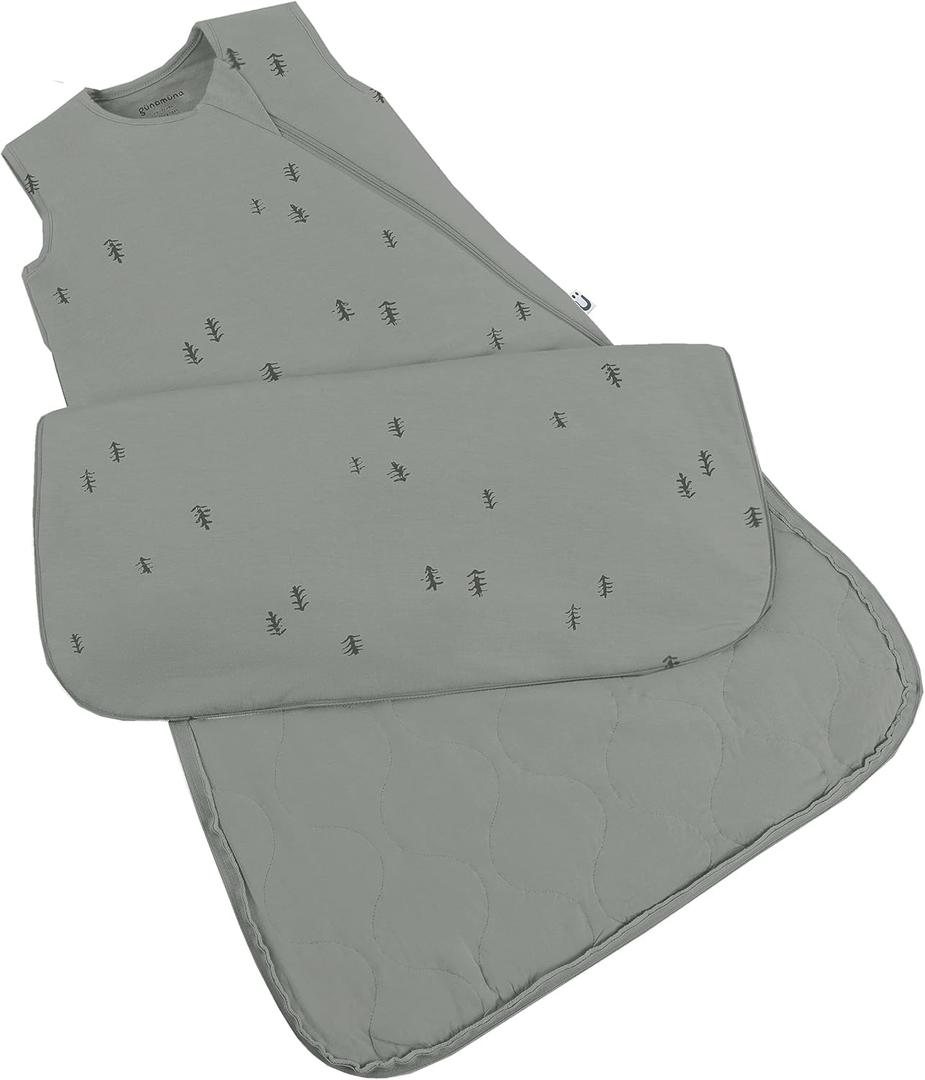 GUNAMUNA gnamna Unisex Baby, Toddler Wearable Blanket, Sleeping Bag Bamboo Rayon, Sleep Sack with Diaper Zipper, 2.6 TOG (Forest)