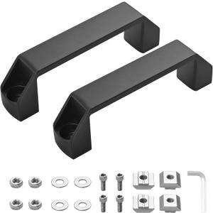 JiGiU Aluminum Handle Aluminium Alloy Rectangular Industrial Pull Handle for European Standard Aluminum Extrusion Profile -Black (2, 3030)