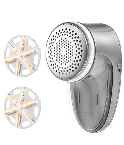 Ruidla Fabric Shaver Lint Remover, Sweater Shaver with Replaceable Stainless Steel 6-Leaf Blades, Fabric Defuzzer for Clothes Fuzz, Lint Balls - Battery Operated