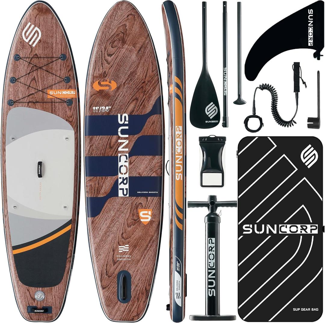 Suncorp 11'x34'' Inflatable Paddle Board, Extra Wide Standup Paddleboard, 420lbs Capacity, Inflatable SUP, Full SUP Kits for Family, Fishing, Yoga&All Skill Levels