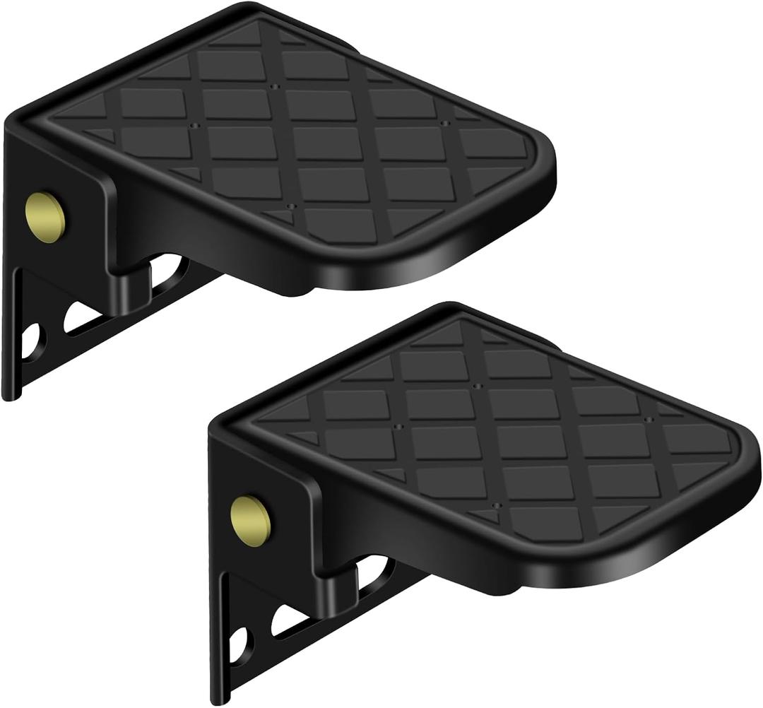 Folding Truck Bed Step, Bumper Steps for Pickup Truck, Tailgate Ladder for RV, Campers, Dump Trailer, Fatbed Trailers, Safety and Anti-Slip (2 Pack, Black) (2Pack)