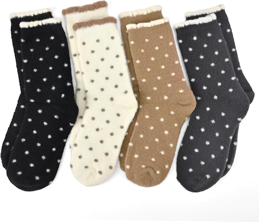 Fuzzy Slipper Socks, Super Soft Cozy Home Crew Socks for Womens Winter Warm Sleeping Slipper Socks, M