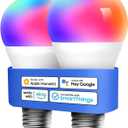 meross Smart LED Light Bulb, Smart WiFi LED Bulbs Compatible with Apple HomeKit, Siri, Alexa, Google Home & SmartThings, Dimmable E26 Multicolor 2700K-6500K RGBWW, 810 Lumens 60W Equivalent, 2 Pack