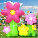 KOOY 6FT Spring Easter Inflatable Flowers Outdoor Decoration Multi-Colored Blow up Flowers Decorations, Built-in LED Lights for Spring Summer Easter Outdoor Garden Lawn Yard Party