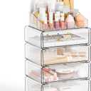 Yieach Clear Acrylic Makeup Organizers Countertop for Dresser,Desk,Bathroom Vanity,5Tier Stackable Make up Holders and Makeup Cabinet,Tiered Cosmetic Storage and Make up Containers for Palette,Brush