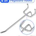 100 Pack 4 Inch Pegboard Hooks, Heavy Duty Metal Peg Board Accessories Fit 1/4" and 1/8" Peg Boards for Garage, Workshop, Kitchen, Tool Organization
