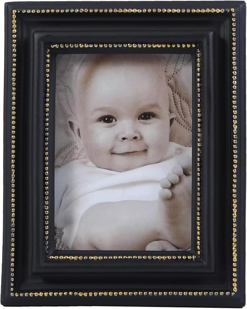 SIKOO 2.5x3.5 Vintage picture frames Small Picture Frame Wallet Size Picture frames 2.5 x 3.5 Picture Frame Mini Photo Frame, Black and Gold