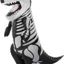 Spooktacular Creations Kids Skeleton Dinosaur Inflatable Costume, LED Light Eyes Skeleton Dinosaur Costume, Full Body T-Rex Blow Up for Halloween Dress Up Parties