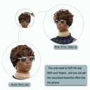 Pixie Cut Wig Short Curly Wigs for Black Women Black Mixed Grey Curly Wig with Bangs Afro Wigs for Black Women Natural Wavy Synthetic Wigs for Women (Black And Brown)