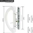 HILLMASTER Patio Door Handle Set with Mortise Lock 45 for Replacement Mortise Style Reversible Design Non-keyed Sliding Patio Glass Door Handles, Fits 3-15/16 Screw Hole Spacing White Finish
