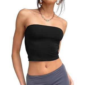 Womens Tube Tops Strapless Crop Tops Basic Backless Sleeveless Bandeau Going Out Cute 2025 Summer Outfits, Size S