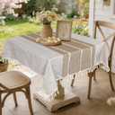 Boho Small Tablecltoh Square 36 x 36 inch, Spring Linen Table Cover for Round Coffee Table, Nightstand Cover Cloth, Dresser Runner Cover Top, Rustic Farmhouse Summer Home Decor