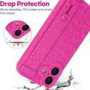 OOK Compatible with iPhone 17 Leopard Case with Wrist Strap, Hot Pink Leopard TPU Shockproof Protection Slim Cover with Camera Protection for Women Girls, for 6.3inch