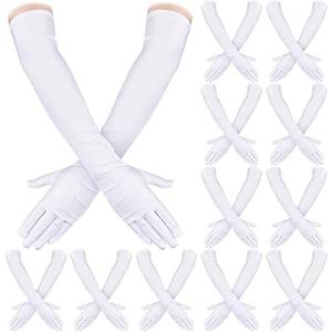 Laumoi 12 Pairs Long Satin Gloves for Women Bride Elbow Opera Costume Dress Stretchy Formal Glove