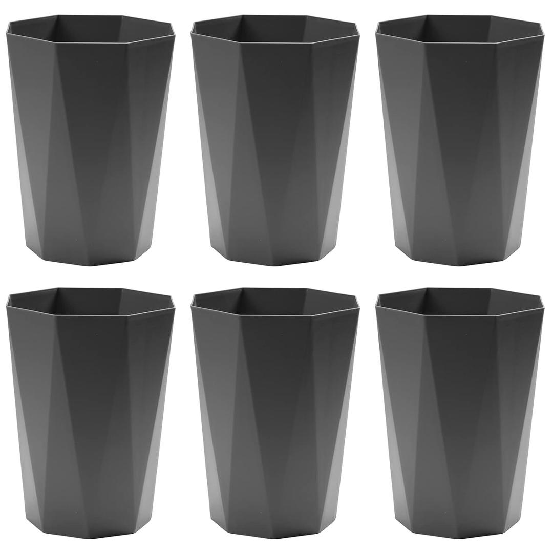 12L Trash Can Wastebasket Plastic Trash Bin Garbage Container Rubbish Can Paper Basket Office Organizer for Bedroom Home Office, 6 Grey (11.6 x 9 x 6.4in)