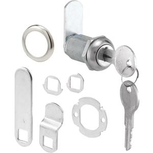 Prime-Line U 9945 Drawer and Cabinet Lock  Secure Important Files and Drawers, 1 1/8 In., Diecast Stainless Steel, Fits on 13/16 In. Max Panel Thickness (Single Pack) (Chrome)