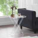 Clear Acrylic Folding Side Table with Handle Small Lucite End Table for Living Room, Bedroom, Coffee, Snacks, Modern X Leg, 19x13x23 High inches, 1-Tier-B