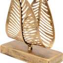 OwlGift Freestanding Modern Napkin Holder with Leaf Design, Tabletop Tissue Dispenser, Countertop Napkin Storage Organizer – Bronze