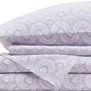 Comfort Spaces 100% Cotton Sheet Set Breathable, Lightweight, Soft with 14" Elastic Pocket Fits up to 16" Mattress, All Season Cozy Bedding, Matching Pillow Case, Queen Tabitha Purple 4 Piece