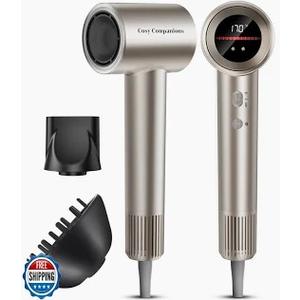 Cosy Companions Hair Dryer, 150000 RPM High-Speed Hairdryer for Fast Drying, Low Noise, HD Display, 5 Temps & 2 Speeds, 500 Million Negative Ionic Blow Dryer, Gold