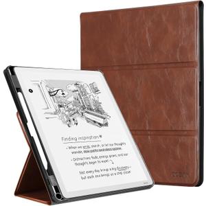 CoBak Case for 11" Kindle Scribe 3rd Generation 2025, Kindle Scribe Colorsoft with Two Viewing Angles - All New PU Leather Cover with Auto Sleep Wake, Pen Holder. Vintage Brown