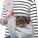 Tomkas Small Dog Cat Sling Carrier Puppy Purse Travel Wrap Soft Crossbody Pet Bag (Grey, M - Zip Pocket & Adjust Strap)