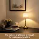 2 Pack Cordless Table Lamp, Rechargeable Desk Lamp with Fabric Shade, Battery Operated Lamp 3 Color Stepless Dimming, Small Touch Bedside Lamp Home Decor for Dining, Counter (Brushed Gold)